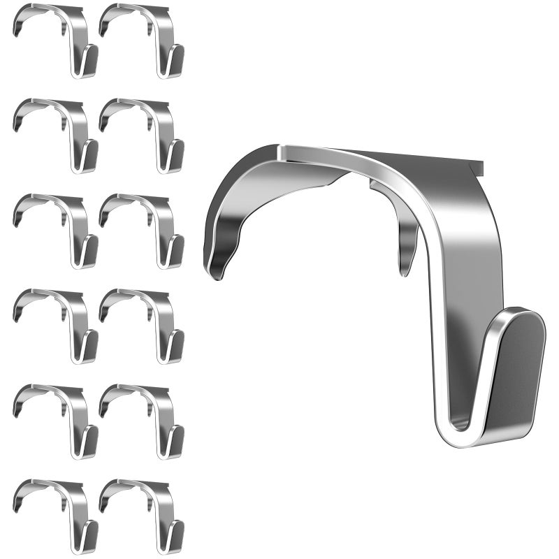 appacare 12 قطعة من خطافات القولبة لقضبان الصور، وخطافات شماعات قضبان الصور للفنون والصور (فضي) - Image 1